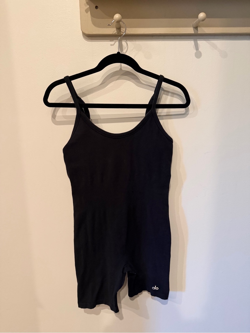 ALO Yoga Black Ribbed Tank Romper